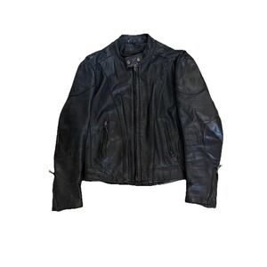 Vintage Motorcycle Leather Jacket Size‎ Small Black Lace Up Sided